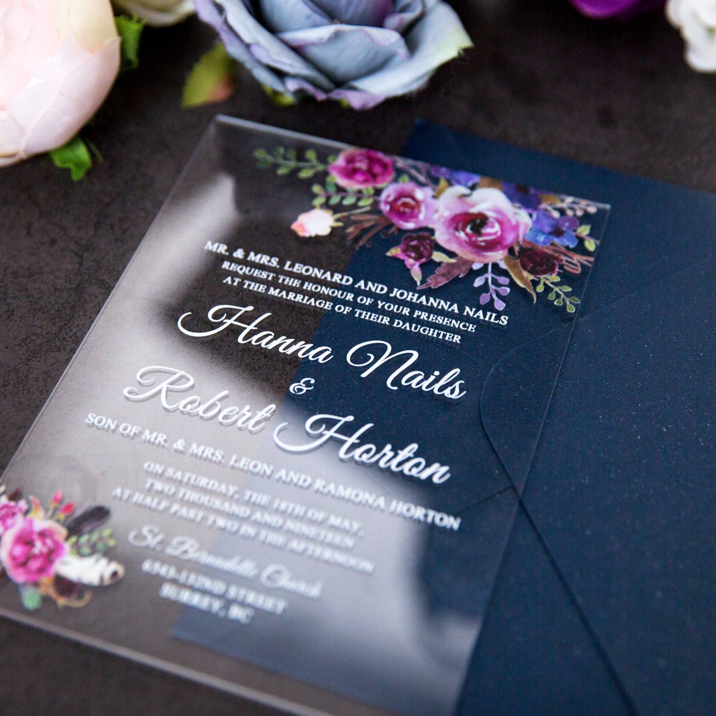 Peony Marie Acrylic Invitation Suite