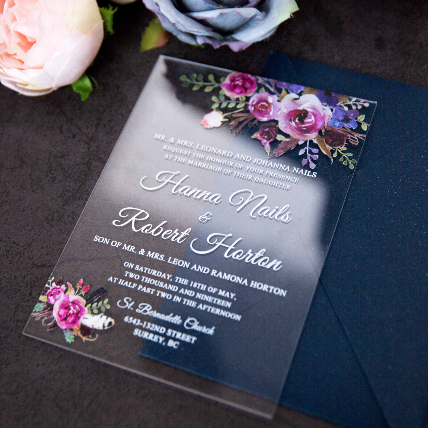Peony Marie Acrylic Invitation Suite