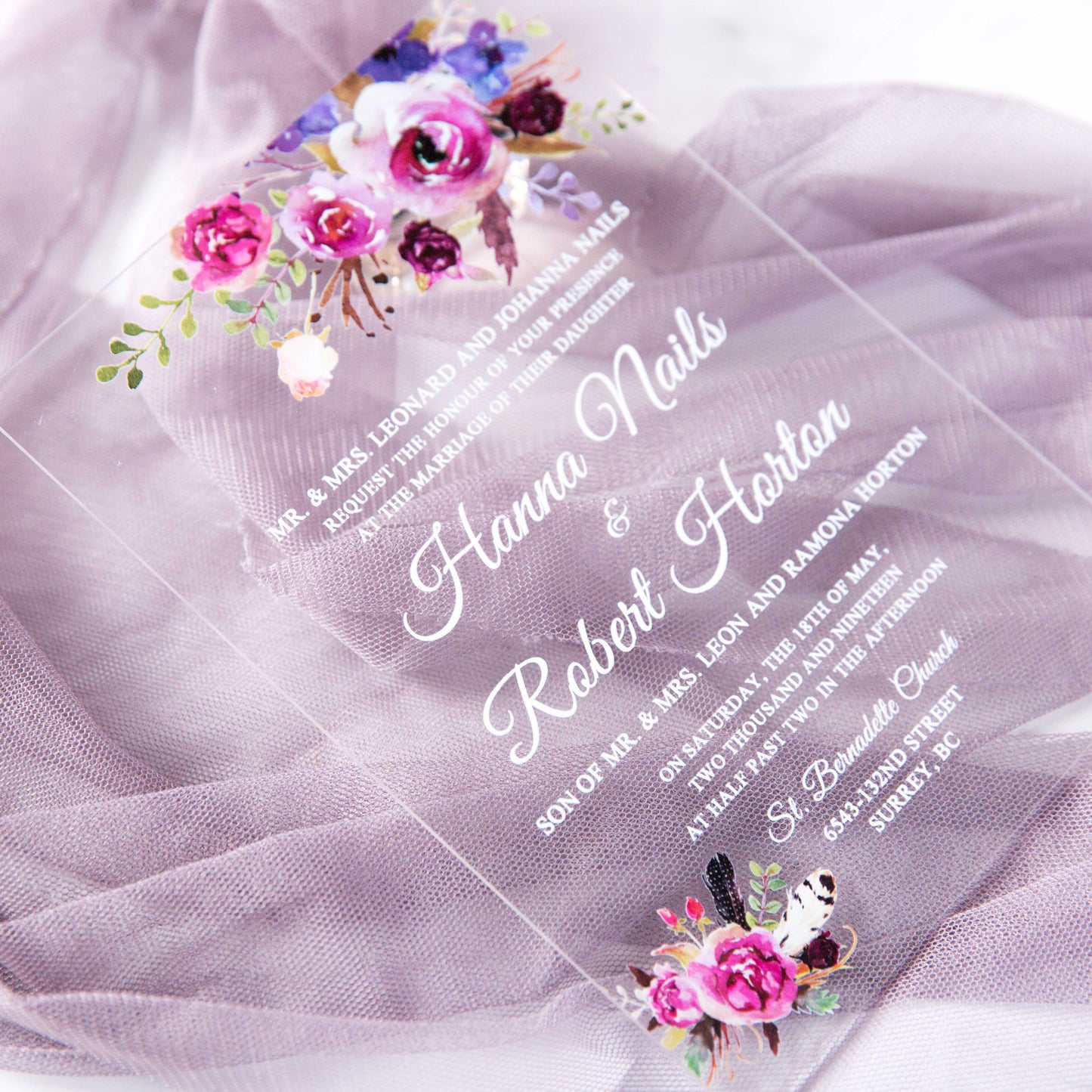 Peony Marie Acrylic Invitation Suite