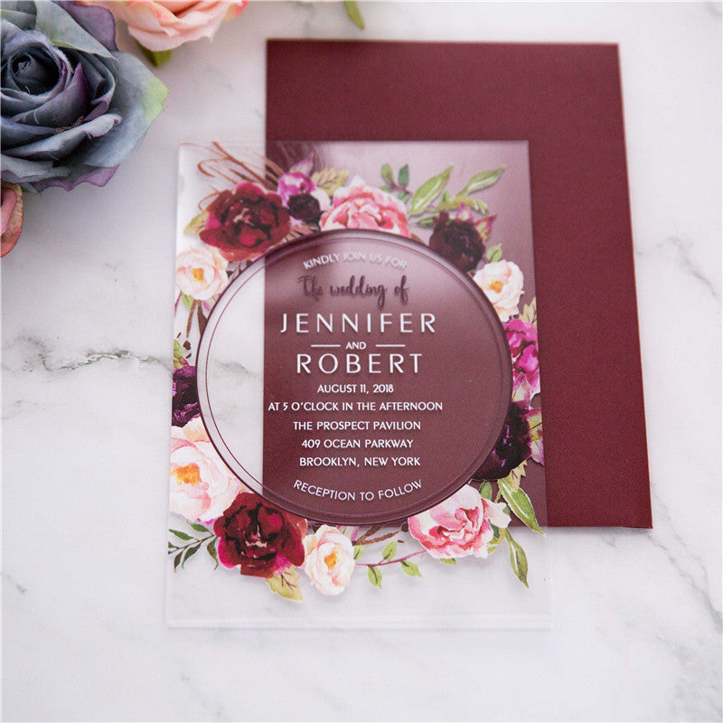 Chole Floral Acrylic Invitation Suite