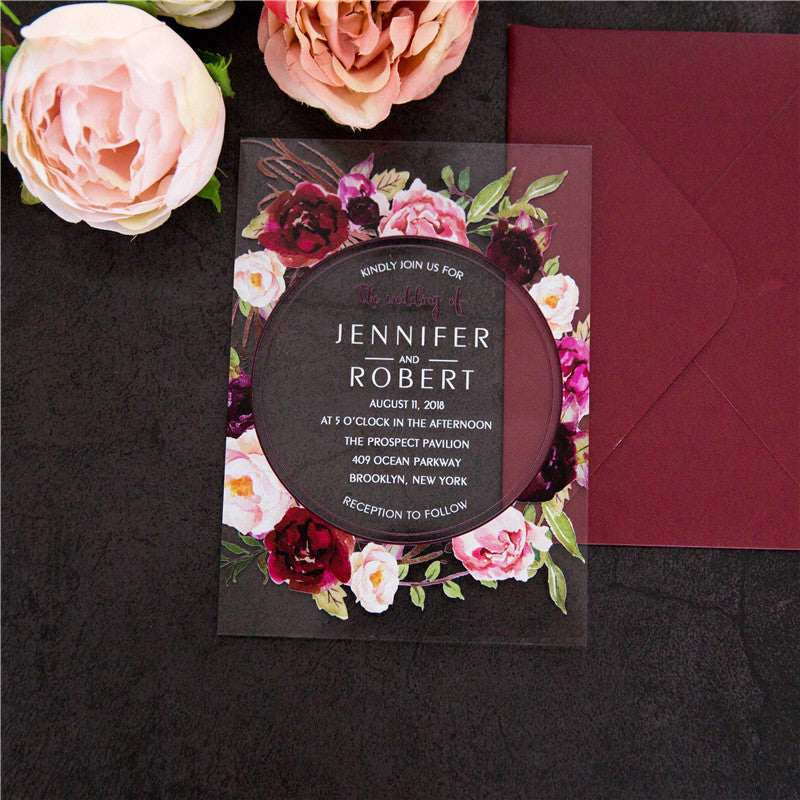 Chole Floral Acrylic Invitation Suite