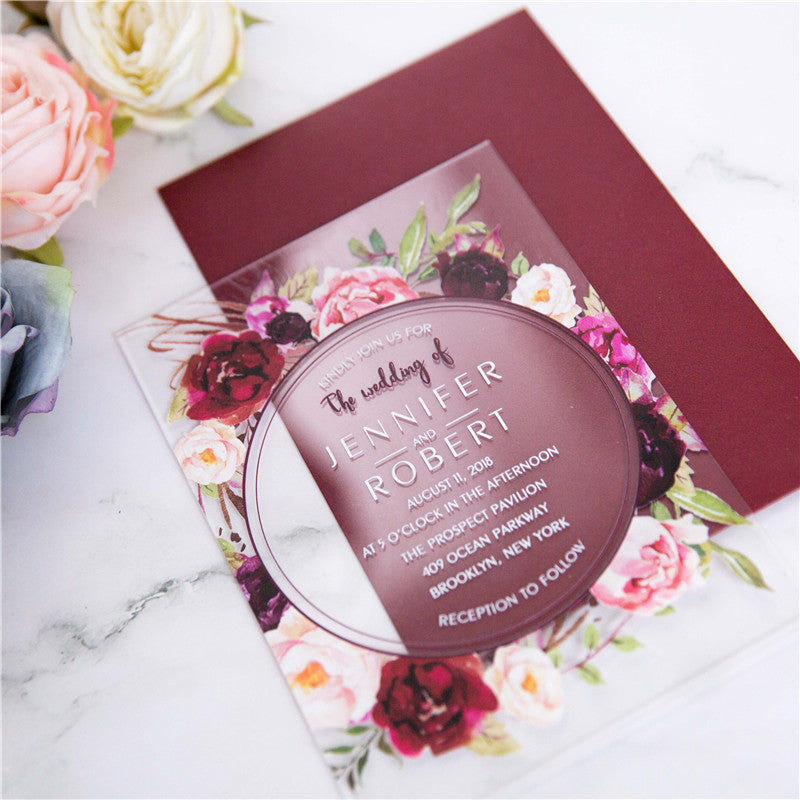 Chole Floral Acrylic Invitation Suite