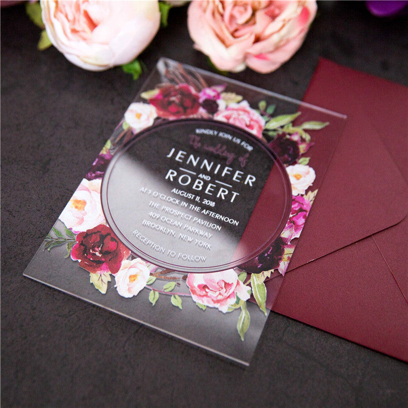Chole Floral Acrylic Invitation Suite