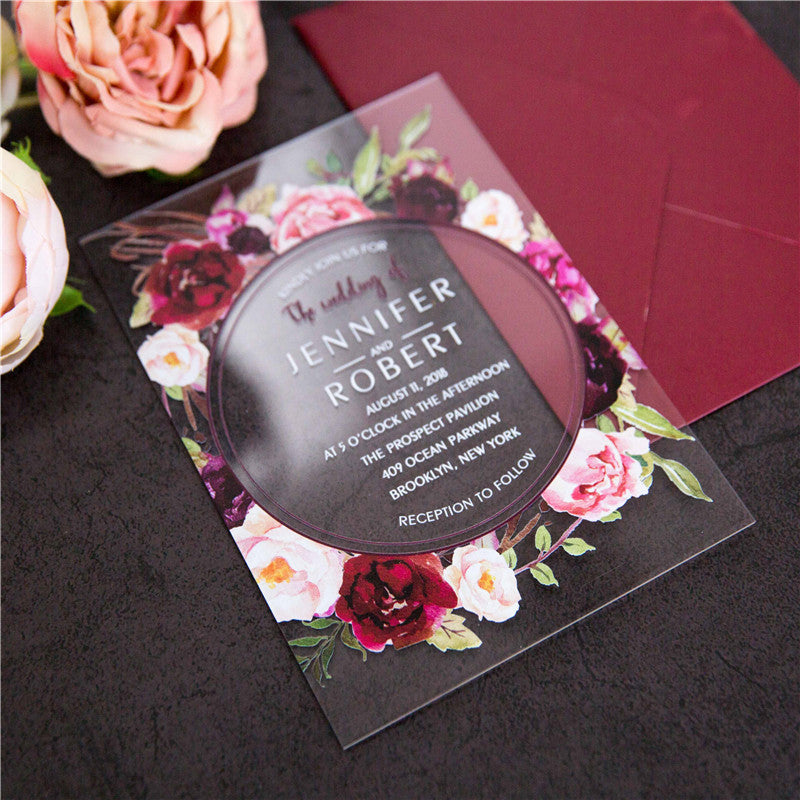 Chole Floral Acrylic Invitation Suite