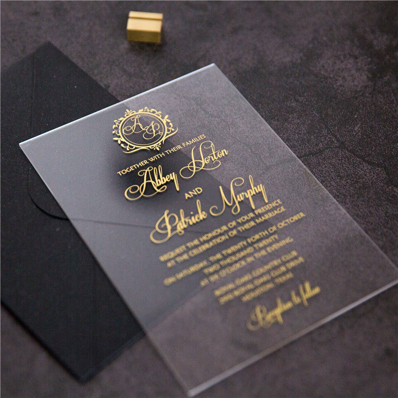 Vine Monogram Acrylic Invitation Suite