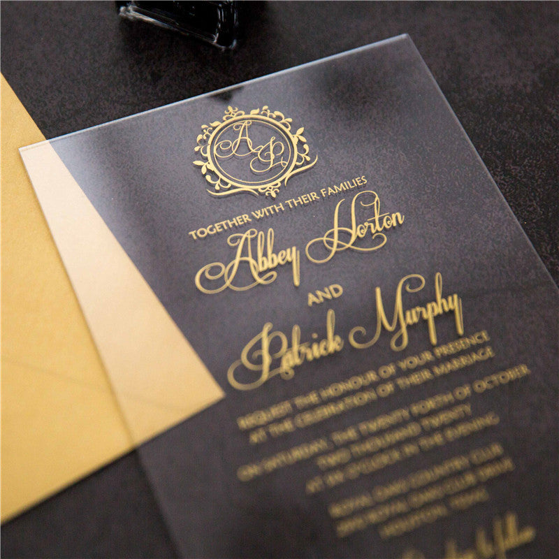 Vine Monogram Acrylic Invitation Suite