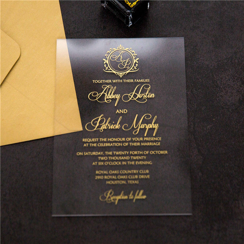 Vine Monogram Acrylic Invitation Suite