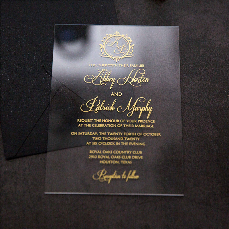 Vine Monogram Acrylic Invitation Suite