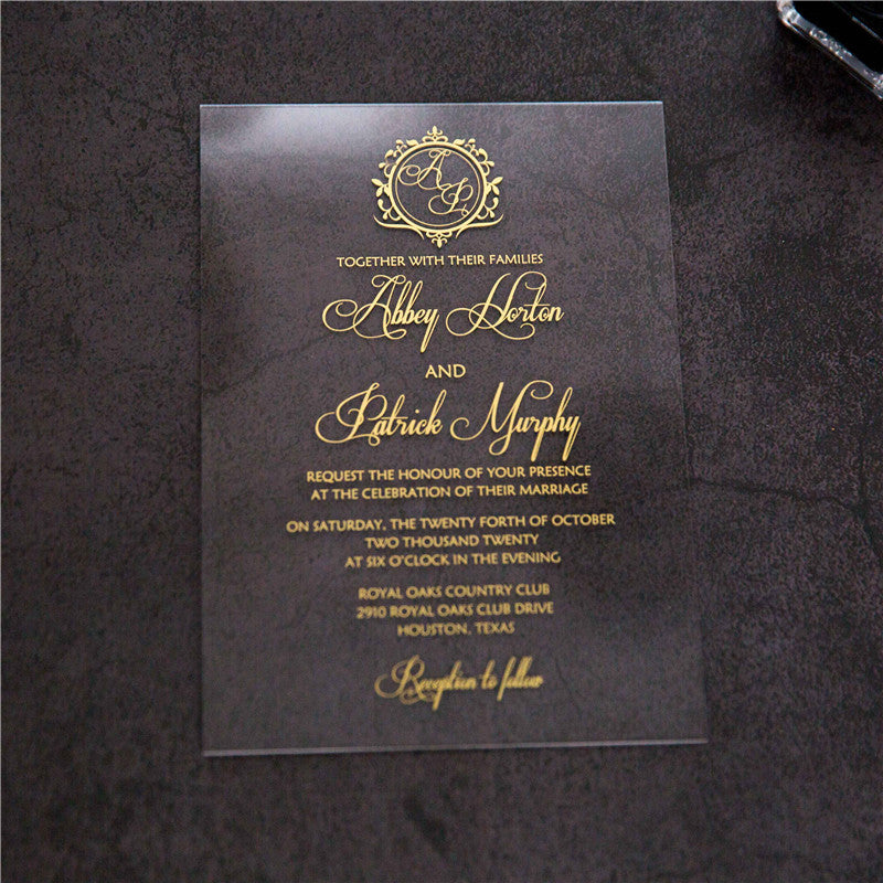 Vine Monogram Acrylic Invitation Suite