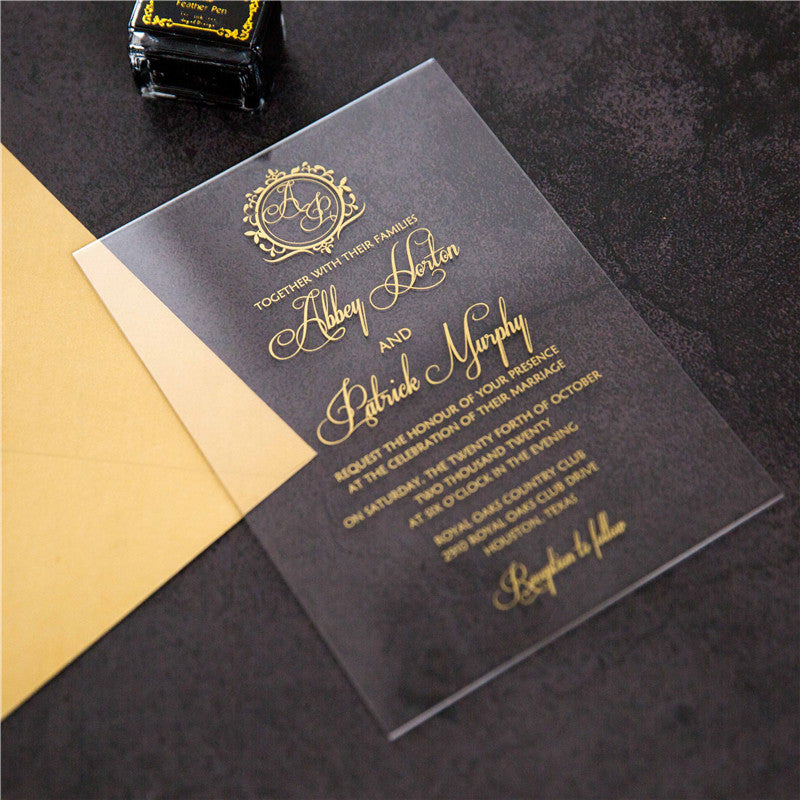Vine Monogram Acrylic Invitation Suite