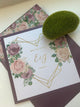 Elegant Floral Wedding Invitation, Geometric Frame Invitation, Purple, Pink, Blush, Gold, Green Invitation, Custom Invitation