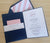 Pocket fold wedding invitation. Navy, Ivory, Pink shimmer Invitation suite, Monogram Pocket fold invitation