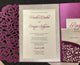 Purple Silver invitation, Blush Gold Glitter Lasercut invitation, Pocket fold laser cut invitation, DIY Wedding Invitation, Pocket fold wedd