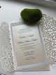 Ivory Silver glitter navy blush Lasercut invitation, Pocket fold laser cut invitation, DIY Wedding Invitation, Elegant wedding Invitation
