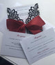 Black Glitter Laser cut invitation, Red and Black laser cut invitation, DIY Wedding Invitation, Pocket fold wedding Invitation