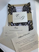 Black Gold picture Glitter Lasercut invitation, Pocket fold laser cut invitation, DIY Wedding Invitation, Elegant wedding Invitation