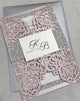 Pink Blush Gold Glitter Lasercut invitation, Pocket fold laser cut invitation, DIY Wedding Invitation, Elegant wedding Invitation