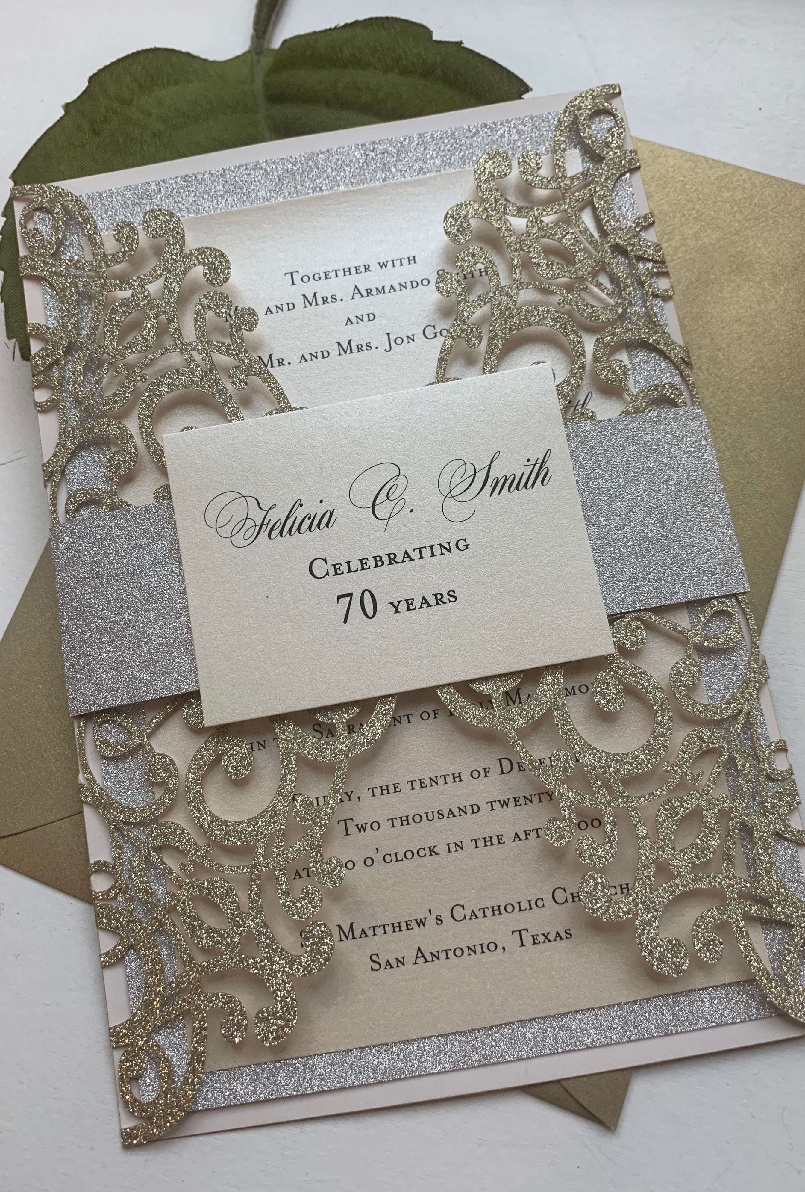 Silver Glitter Laser Cut Wedding Invitation Elegant Weddi – The Extra Detail