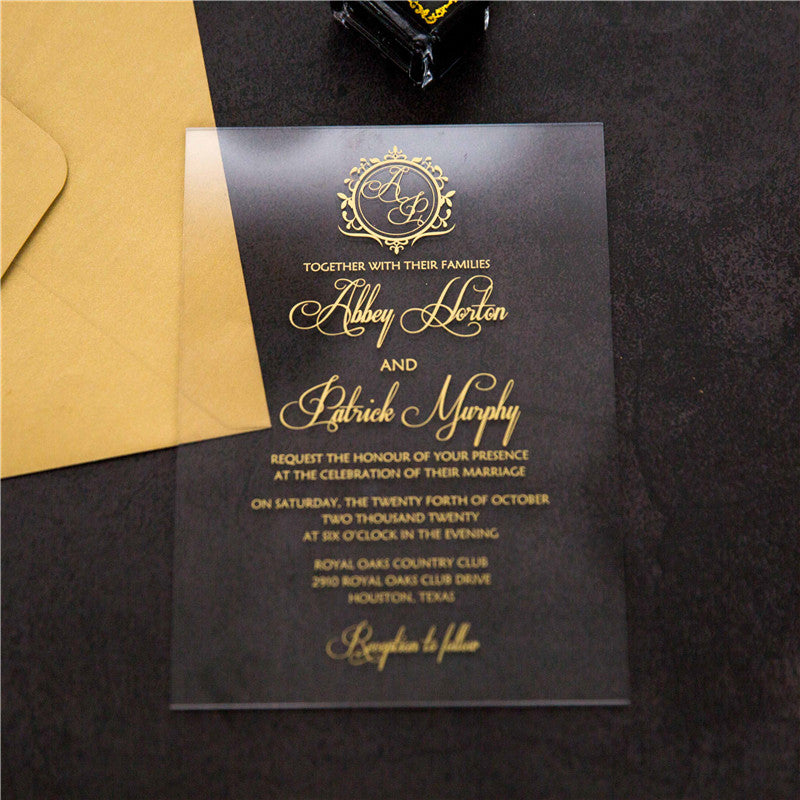 Vine Monogram Acrylic Invitation Suite – The Extra Detail