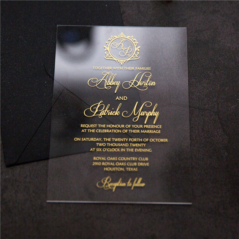 Vine Monogram Acrylic Invitation Suite – The Extra Detail