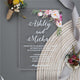 Blush Burgundy Floral Gold Corner Bouquet Clear Acrylic Invitation with White Ink