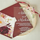 Blush Burgundy Floral Gold Corner Bouquet Clear Acrylic Invitation with White Ink