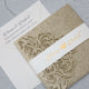 Gold Glitter Elegant Tri Fold Lace Pocketfold Invitation Folder