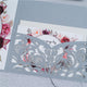 Silver Lace Tri fold Laser Cut Pocket Folder Pink Blush and Burgundy Floral Squared Invitation