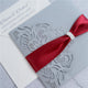 Silver Lace Tri fold Laser Cut Pocket Folder Pink Blush and Burgundy Floral Squared Invitation