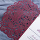 Burgundy Heart Lace Invitation Tri Fold Pocket Fold Invitation Folder