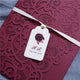 Burgundy Heart Lace Invitation Tri Fold Pocket Fold Invitation Folder
