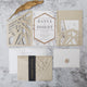Modern Tri fold Laser Cut Pocket Folder Elegant Luxury Invitation With Geometrical Gold Backer