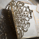 Ivory Lace Laser Cut Pocket Fold Elegant Luxury Invitation with tinch of Gold