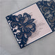 Navy Damask Square Laser Cut Folder
