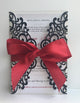 DYI Black Ribbon Glitter Lasercut Invitation, DIY Wedding Invitation, Laser Cut DIY Invitations, Laser Cut Gold and Wine Invitation