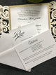 Elegant glitter laser cut invitation package, custom laser cut invitations, Gold and silver laser cut event invitations
