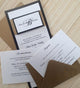 Elegant Black, gold and Ivory Wedding invitation with customized monogram tag