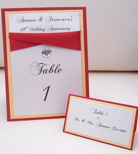 Gold, red, ivory, white table number, Elegant Table number, layered table number, layered escort card, red, gold, ivory placecard