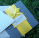 Yellow and Grey pocketfold invitation, Bow wedding invitation, pocketfold wedding invitation, modern, chic wedding invitation