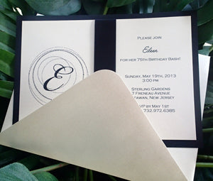 Birthday party invitation, Black and White invitation, Monogram Inivtation, Elegant invitation, Modern party invitation