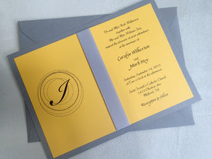 Monogram invitation, Yellow invitation, Wedding invitation, Black invitation, Grey invitation