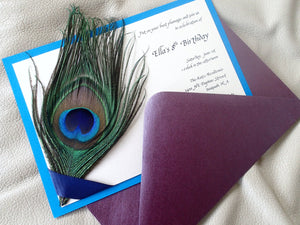 Peacock Party invitation, Peacock feather invitation, Peacock birthday party