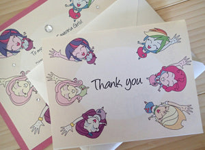 Equestria Girls Thak you note, My Little pony thank you note, Girls thank you note