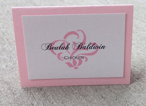 Pink Damask place card, Pink Escort Card, Ivory escort card