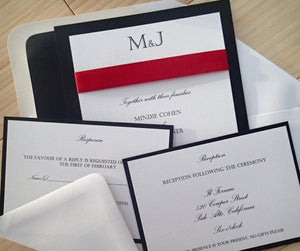 Elegant black, red and ivory custom invitation- Wedding Invitation