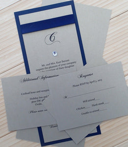 Stacked Ribbon with Gem Invitation Suite
